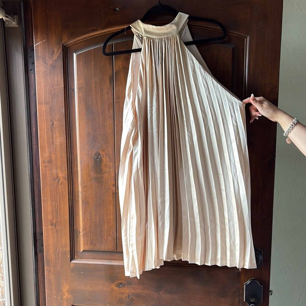 Dress Forum Cream Pleated Midi Dress